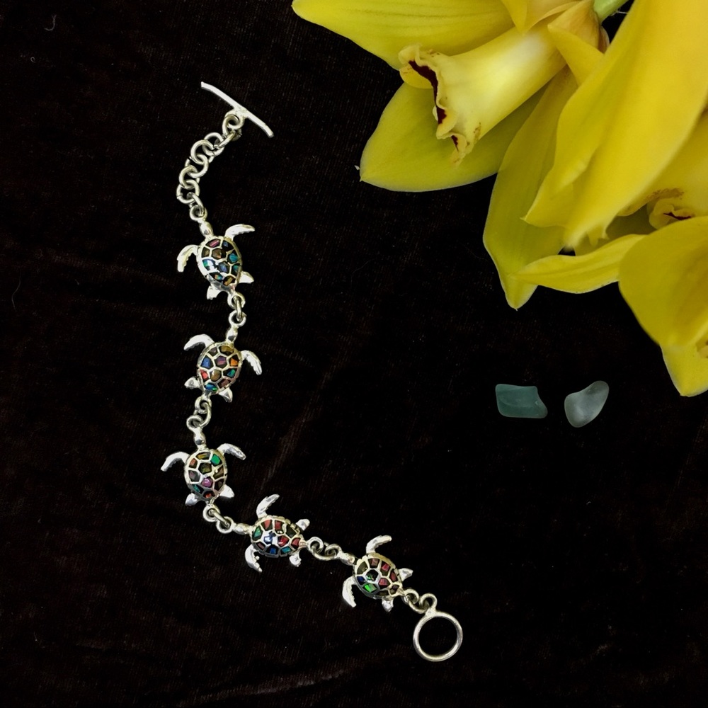 Colorful Sea Turtle Charm Bracelet